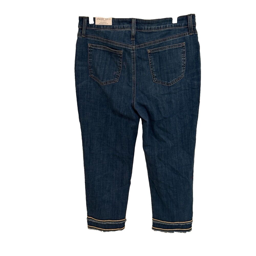 NWT Chico’s So Slimming Girlfriend Slim Crop Jeans Women 10 Denim Stretch - Picture 2 of 7